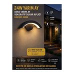 ECONA MODERN Yarım Ay Dekoratif Aplik Duvar Aydınlatma 24w Günışığı Led Lamba,Dış Mekan Bahçe Aydınlatması -3000k,Niş aydınlatma