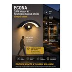 ECONA SENSÖRLÜ Duvar Lambası,24w Yarımay Sensörlü Aplik,Sensörlü Bahçe Aydınlatma,GÜNIŞIĞI-3000K