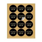 EcoNest Sticker Kuşe Yuvarlak Kesim Güzel Günlerde Kullanın Siyah Zemin Gold Yazı (3,7X3,7CM) 108 Adet