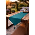 Econice Petrol Yeşili Duck Keten Dekoratif Runner 40 x 140 cm