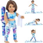 Ecore Fun 3 parça 18 inç bebek giysileri, yoga, pilates, spor kıyafetleri, jimnastik yoga egzersiz kıyafet setleri, yelek, yoga matı ve havlu dahil