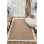 ECOSER Yıkanabilir Kaymaz Tabanlı Jut Eco Kahverengi Beyaz Sisal Halı Salon Halısı Yolluk Mutfak Halısı