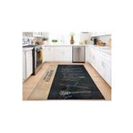 Ecosıa Mutfak Halısı Kitchen Yazılı Siyah Dijital Baskılı Kaymaz Taban Yıkanabilir Mutfak Halı