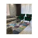Ecosıa Patchwork2 Desenli Şönil Dokuma Taban Dekoratif Halı Kilim Yolluk Dijital Baskı Halı Yıkanabilir