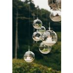Ecosides 6 adet asılı cam topları asılı cam küre teraryumlar mumluk için 2 yan delikli, düğün dekorasyonu için tealight tutucu mumluk