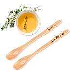 Ecosides Çay Severler İçin Hediye, Kişiselleştirilmiş Kaşık 2'li Set, Bardak İçin Tahta Kaşık, Düğün Hediyesi, Yeni Eve Taşınma, Kendiniz İçin Hediye, Kendiniz Tasarlayın. (Theaceae)
