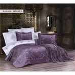 Ecosse 10 Parça Çeyiz Seti (Battaniye+Nevresim Takımı+Yatak Örtüsü)-Damask Mürdüm