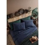 Ecosse Düz Indigo %100 Pamuk Çarşafı Lastikli Çift Kişilik Nevresim Takımı *çift Dikişli Yıkamalı %100 Pamuk - 200 x 220 cm - İndigo
