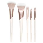EcoTools Luxe Natural Elegance Profesyonel Yüz Makyajı ve Fondöten Fırça Seti, Yüz, Yanak ve Göz Makyajı İçin Premium Fırça Seti, Sentetik Makyaj Fırçaları, Vegan ve Zulüm İçermez, 5 Parça Set