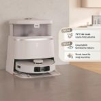 Ecovacs 11000PA Sıcak Su ile Kendini Yıkama ve Boşaltma Istasyon Otomatik Toz Boşaltma 290DK Çalışma Süresi 5200MAH Süpürme Silme - Krem