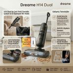 Ecovacs Dreame H14 Dual Akıllı Islak ve Kuru Vakumlu Süpürge: 180° Yatabilen Tasarım, Sıcak Su ile Kendi Kendini Temizleme ve Sıcak Hava ile Kurutma Özellikli, Çok Fonksiyonlu El Süpürgesi Kombinasyonlu - Siyah