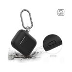 Ecovibe Airpods 1-2 Nesil Uyumlu Silikon Kılıf – Mat Yumuşak Dokulu, Darbeye Dayanıklı, Kemer Klipsli Karabina, Kablosuz Şarj Destekli Koruyucu Kapak Siyah - Option-1 - Altın