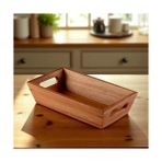 Ecovibe Akasya Ağacından Ekmek Sepeti - Doğal Ahşap Ekmeklik, Şık Ekmek Sunumluk (23X13X7CM) - Kahvaltı ve Sofralar Için Servis Sepeti - Kestane Akaju - Option-1