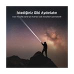 Ecovibe Bix Flashlight BX5141FL 30W Led, Max. 1450 Lümen Parlaklık ve 690 Metreye Kadar Menzilli 2200MAH Şarj Edilebilir LED Bildirimli Kompakt El Feneri - Ahşap - Option-1 - 0 - 3 Yaş
