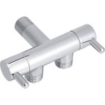 Ecovibe Duş Spirali Hortumu Uyumlu Ikili Musluk, 1/2-1/2 Inç Çift Çıkışlı, Aç Kapa Özellikli, Metal Su Bataryası - 1 lt
