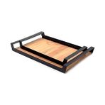 Ecovibe Küçük Ham Renk Servis ve Sunum Tepsisi, Metal Kulplu Ahşap Tepsi - 42X22,5 cm - Kestane Akaju - Option-1