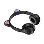 Ecovibe Mikrofonlu Işıklı Renk Değiştiren Cat Kedi Kulaklık Siyah Gamer Kulaklığı P47M Kulaklık Çocuk Yetişkin Uygun,, Small - -- - Option-1