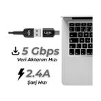 Ecovibe O192 USB - Type-C Dönüştürücü Otg Metal Adaptör Siyah - Option-1