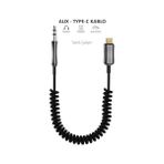 Ecovibe Type-C To 3.5mm Örgülü Aux Kablo Dönüştürücüleri (Tüm Type-C Girişli Telefonlar ile Uyumludur - 15 ile Uyumlu Destekler (Spiralli)