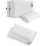Ecovis Viscotex Aile Seti, 2'li Visco Yastık 58X38X13 cm ve Sıvı Geçirmez Çift Kişilik Yatak Fitted Alez 160X200 Cm, Beyaz