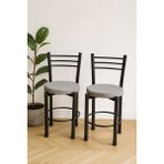 Ecowood Metal Tabure Arkalıklı - 2 Adet - Gri - renk