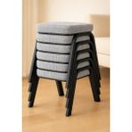 Ecowood Metal Tabure Seti 6 Parça Modern Tasarım İstiflenebilir Dayanıklı Metal Malzeme - Gri - 6 lı
