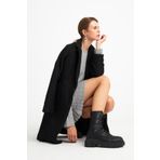 Ecrou Kadın Siyah Oversize Buklet Kaban
