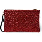 Ecrou Yıldız Desenli Kırmızı Parlak Portföy & Clutch Çanta Çıkarılabilir Bileklik Askılı 30 x 19 cm