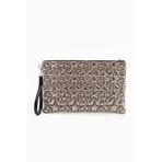 Ecrou Yıldız Desenli Platin Parlak Portföy & Clutch Çanta Çıkarılabilir Bileklik Askılı 30 x 19 cm