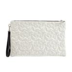 Ecrou Yıldız Desenli Portföy & Clutch Çanta Cüzdan | 30 × 19 cm | Hafif & Şık | Çıkarılabilir Bileklik Askılı | Fermuarlı Güvenli Tasarım | Trend (Beyaz)