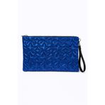 Ecrou Yıldız Desenli Saks Parlak Portföy & Clutch Çanta Çıkarılabilir Bileklik Askılı 30 x 19 cm