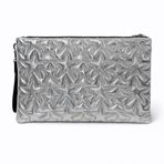 Ecrou Yıldız Desenli Soft Gümüş Parlak Portföy & Clutch Çanta Çıkarılabilir Bileklik Askılı 30 x 19 cm