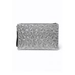 Ecrou Yıldız Desenli Soft Gümüş Parlak Portföy & Clutch Çanta Çıkarılabilir Bileklik Askılı 30 x 19