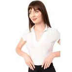 Ecru Gömlek Yaka Ay Kol Bluz