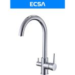 ECSA Baston Kuğu 3 Yollu Arıtma Çıkışlı Mutfak Evye Bataryası - Krom
