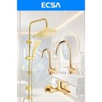 ECSA Lüx Gold Kare Robot Duş Seti, Eviye, Banyo ve Lavabo Bataryası 4'lü Set