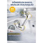 Ecuy 1080 Derece Dönebilen Mutfak Banyo Musluk Duş Başlığı Nikelaj Kaplama Ayarlanabilir Paslanmaz
