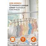 Ecuy Katlanabilir 12 Mandallı Taşınabilir Çorap ve Iç Çamaşırı Askısı Çok Amaçlı Çamaşır Kurutmalık - Gri
