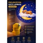 Ecuy Projeksiyon Gece Lambası Sensörlü Bebek Odası Uyku Lambası Sevimli Ayıcık Görselli 5 Lümen Led Işık