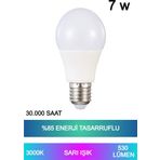 Ecuy Sarı Işık Led Ampul 7w %85 Enerji Tasarruflu E27 Duy Led Ampul 220° Açılı 30.000 Saat Kullanım