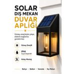 Ecuy Solar Dış Mekan Duvar Aplik Güneş Enerjili IP44 Suya Dayanıklı Bahçe Balkon Duvar Lambası
