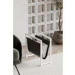 ED Efelez Design Coral Koltuk Yanı Dergilik - Gazetelik - Kitaplık- Beyaz Metal - Siyah Deri