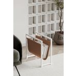 ED Efelez Design Coral Koltuk Yanı Dergilik - Gazetelik - Kitaplık- Beyaz Metal - Taba Deri