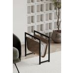 ED Efelez Design Coral Koltuk Yanı Dergilik - Gazetelik - Kitaplık- Siyah Metal - Kahverengi Deri