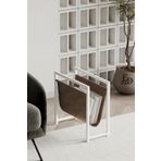 ED Efelez Design Gazetelik , Dergilik , Coral Koltuk Yanı Düzenleyici , Beyaz Metal - Kahverengi Deri