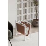 ED Efelez Design Gazetelik , Dergilik , Coral Koltuk Yanı Düzenleyici , Beyaz Metal - Taba Deri