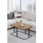 ED Efelez Design Orta Sehpa , Lyon Orta Sehpa , Siyah Metal - Atlantik Çam Tabla