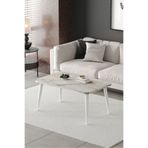 ED Efelez Design Orta Sehpa Metal Ayaklı , Roma Orta Sehpa , Beyaz Metal - Beyaz Mermer Tabla