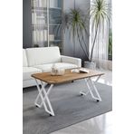 ED Efelez Design Orta Sehpa , Milano Tekerlekli Orta Sehpa , Beyaz Metal - Atlantik Çam Tabla