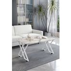 ED Efelez Design Orta Sehpa , Milano Tekerlekli Orta Sehpa , Beyaz Metal - Beyaz Mermer Tabla